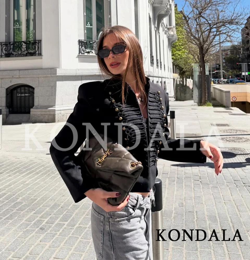 KONDALA Veste Slim Vintage Femme 2026 Nouvelles Tendances Printemps Vestes Napoléon Élégantes pour D
