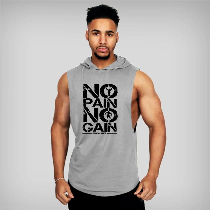 Hommes musculation sans manches chemises à capuche été respirant lâche coton Hip Hop débardeurs gymn