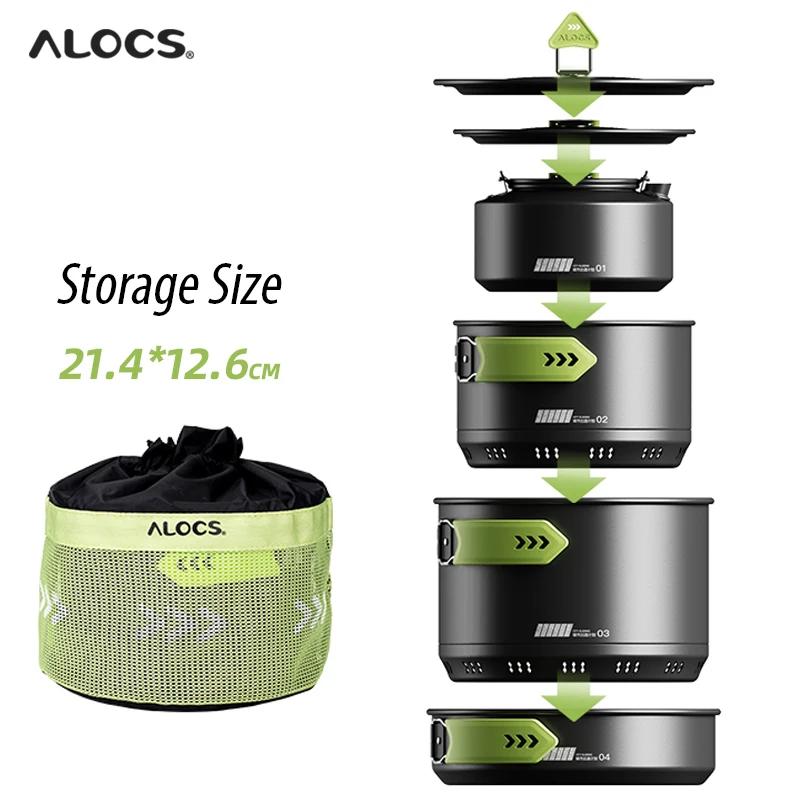 Alocs CW-C65 Camping Batterie de Cuisine Casseroles Rurry saupoudrer Bouilloire à Eau Ensemble Compa