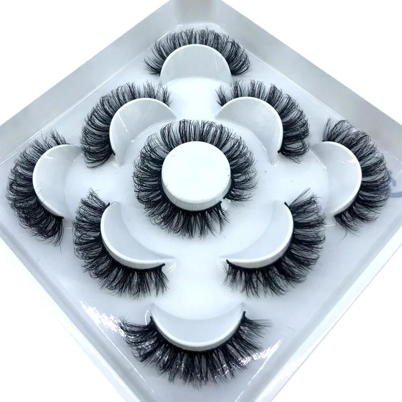 5 paires de cils moelleux 8-25mm 3D cils de vison longs et épais faux cils naturels en gros cils ven