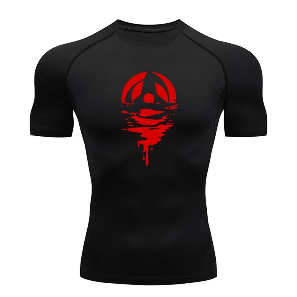 Anime hommes Compression chemise Fitness Sport course serré gymnase t-shirts athlétique entraînement