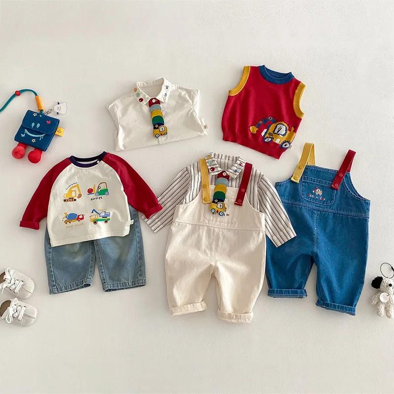 MILANCEL printemps enfants chemises 9M-5T dessin animé coloré voiture filles Blouse ingénierie véhic