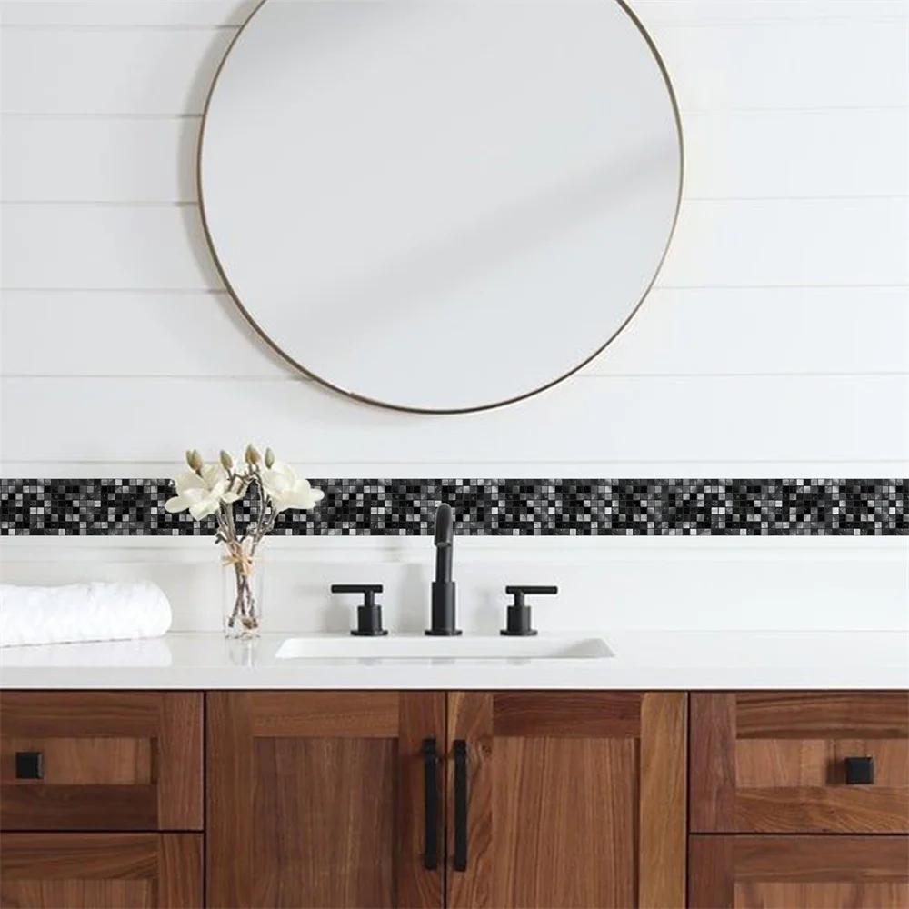 Mosaïque salle de bain taille ligne Stickers muraux imperméable Peel & Stick Art dosseret cuisine bu