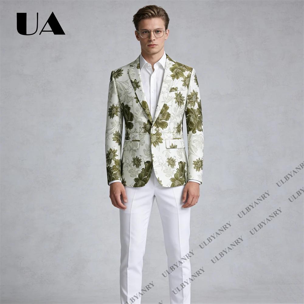 Ensemble de costume pour homme ULBYANRY, motif noir et or, veste formelle à revers cranté avec panta
