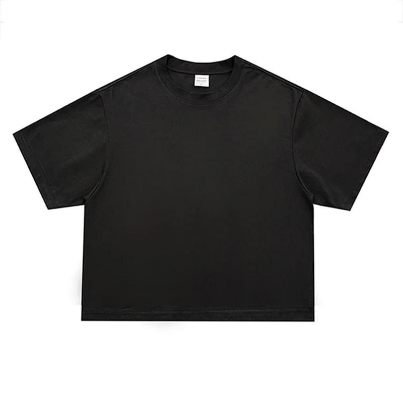 T-shirts de course à manches courtes à col rond et coupe ample pour hommes, 240 GSM, 100 % coton, T-