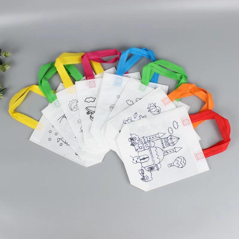 20 pièces bricolage Graffiti sac marqueurs de coloriage peinture à la main sacs Non tissés pour enfa