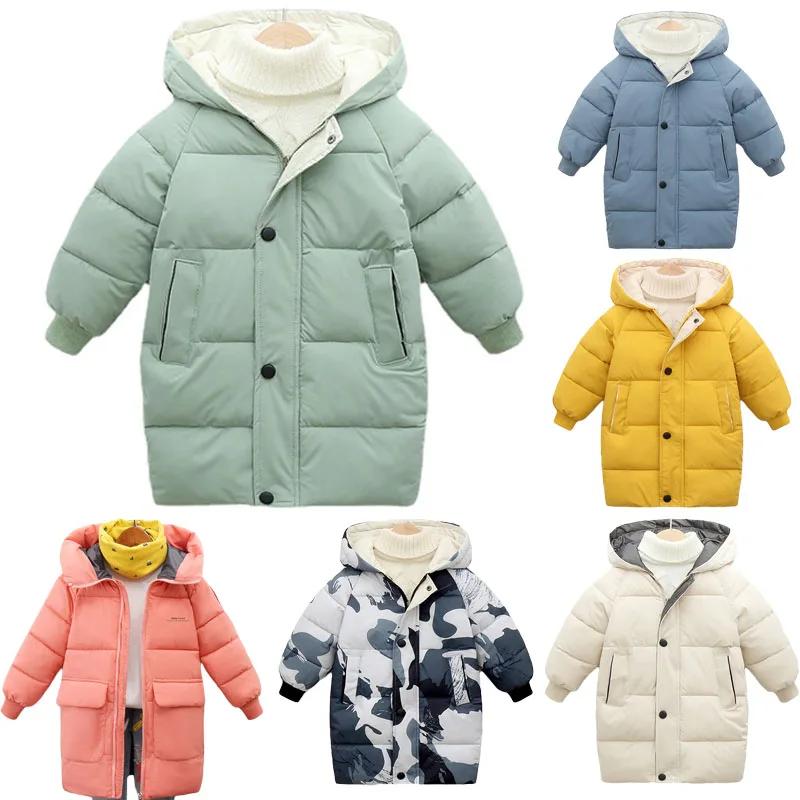 Enfants vers le bas longs vêtements d'extérieur hiver automne adolescent coton vêtements garçons fil