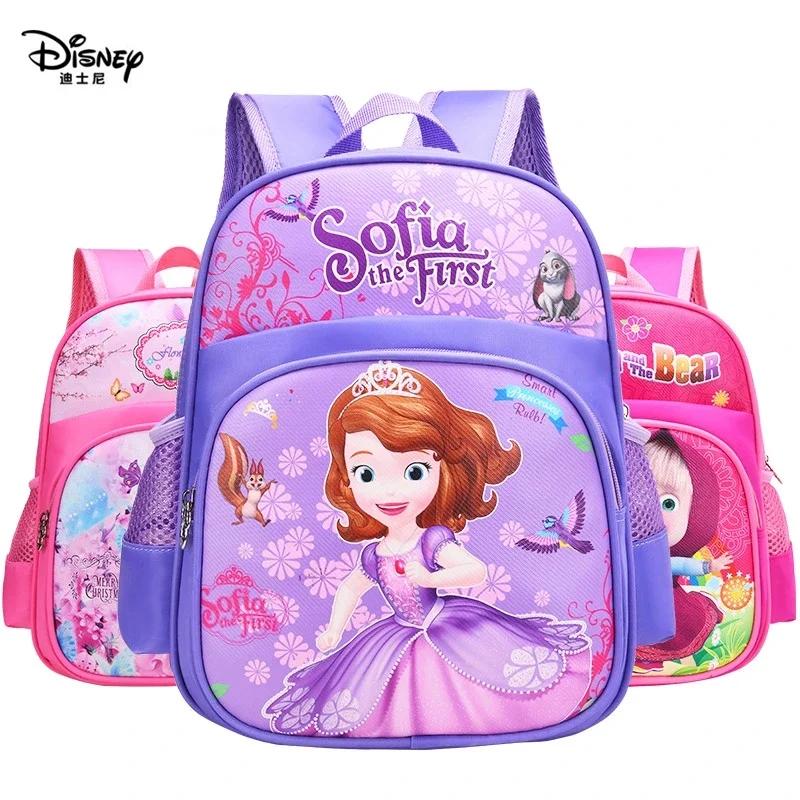 Sac à dos de dessin animé Disney Elsa et Anna pour filles, sac mignon pour l'école, réduction de la