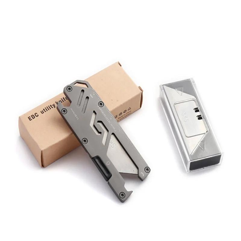 Couteau utilitaire pliant EDC en acier inoxydable, coupe-papier multifonction, couteau manuel, ouvre