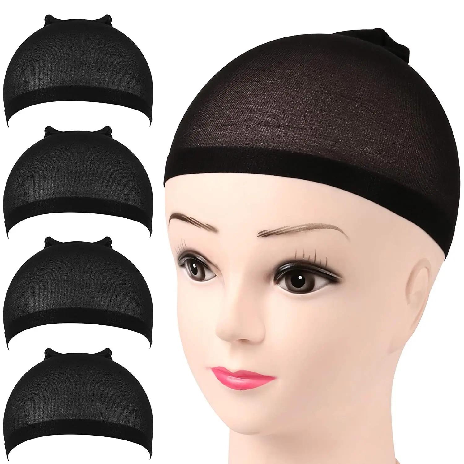 Bonnet de perruque 4 pièces bonnets de perruque en nylon bonnets de perruque noirs nus pour femmes b