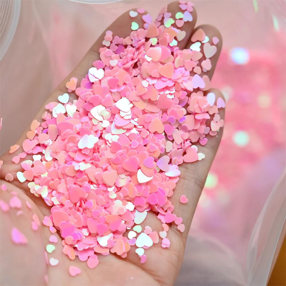 Paillettes holographiques pour ongles, 10g, cœur d'amour rose, décoration Nail Art, taille mixte, fl