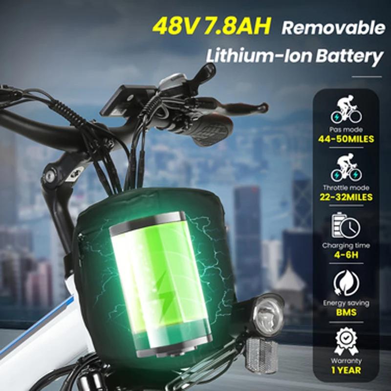 Vivi M026TGB Vélo électrique pliant 26" pour adultes, avec moteur 500 W, batterie amovible 48 V 20 M