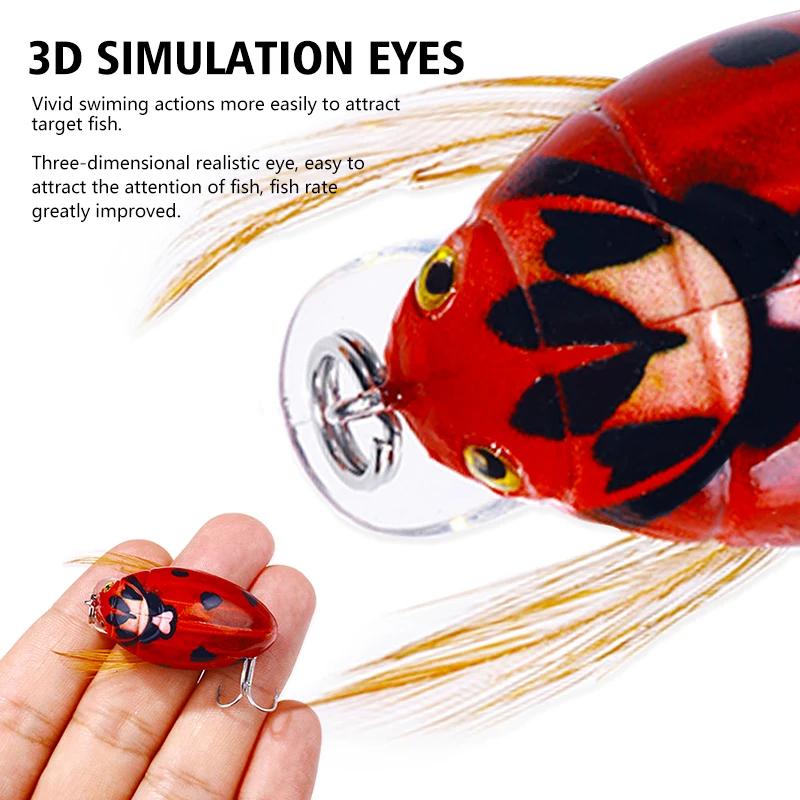 HENGJIA 1 pièces 3.8 cm 4g coccinelle artificielle appât de pêche cigale coccinelle insectes Wobbler