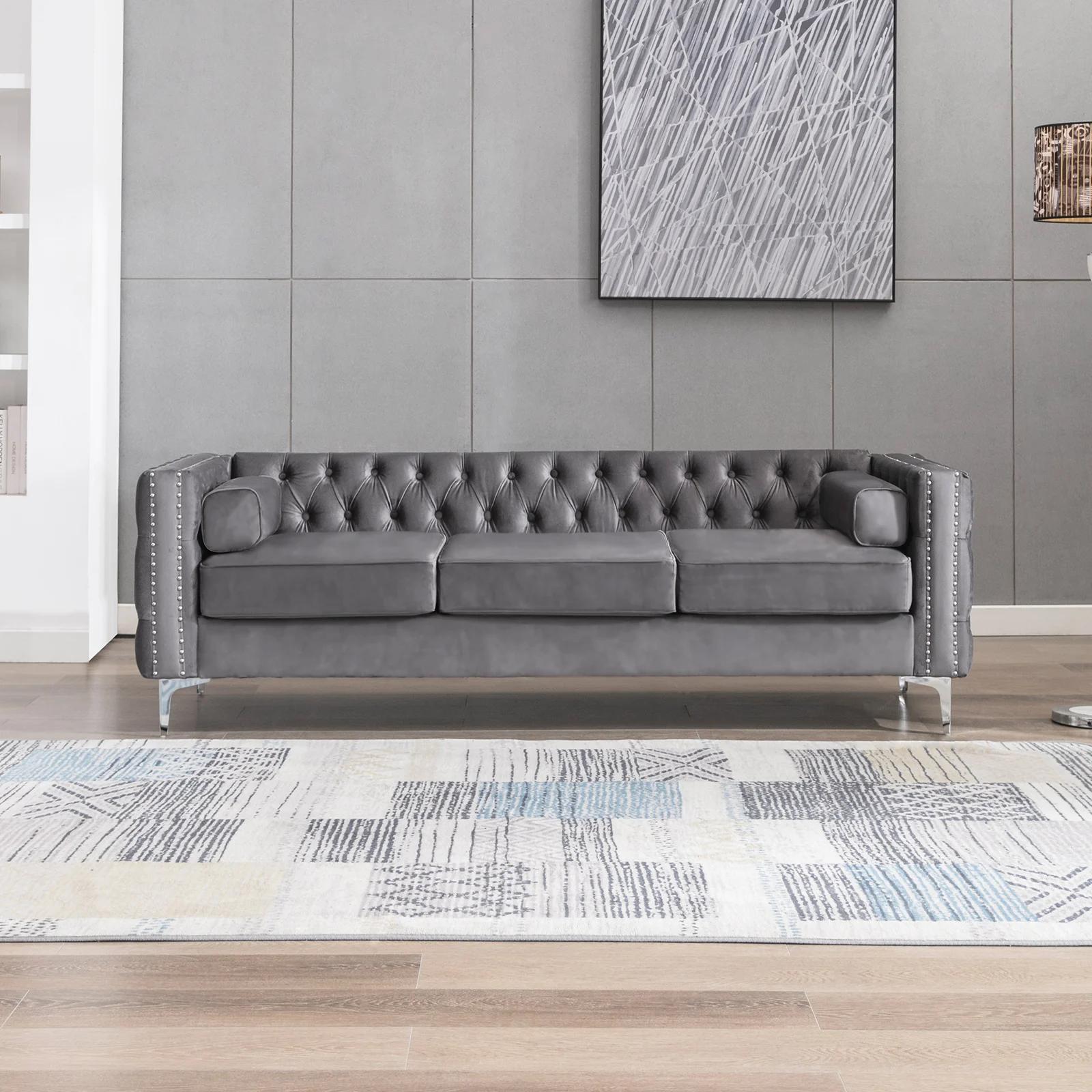 HORGgland-Canapé sectionnel convertible O, canapé en forme de L avec coussin de jet et coussin de tr