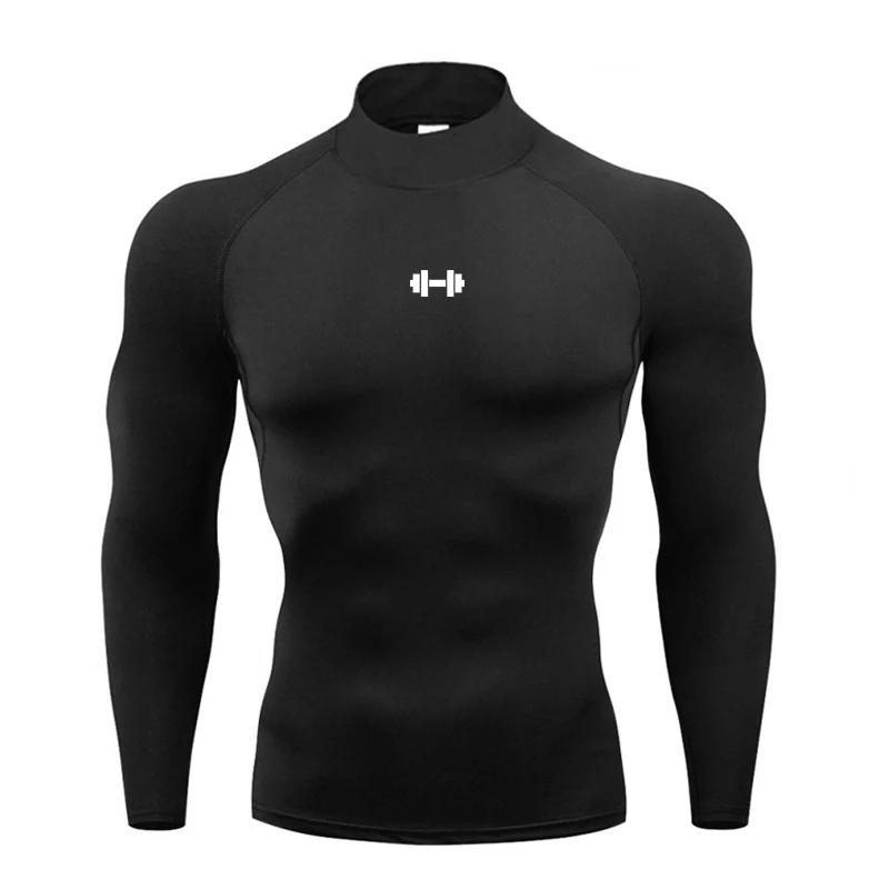 T-shirts de course pour hommes Compression à manches longues chemises de Sport haltère Fitness entra