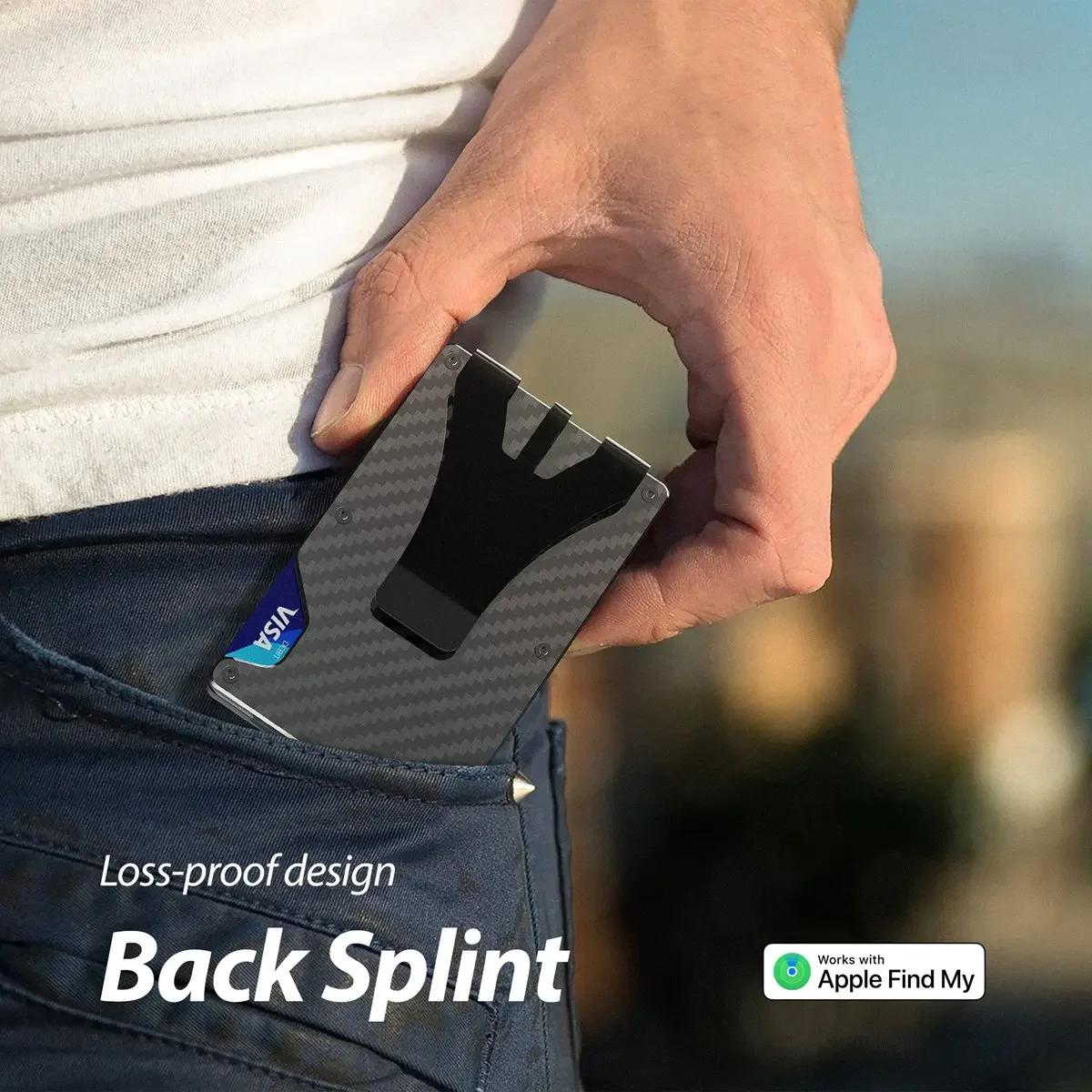 Le portefeuille intelligent fonctionne avec Apple Find My APP, portefeuille mince bloquant RFID, por