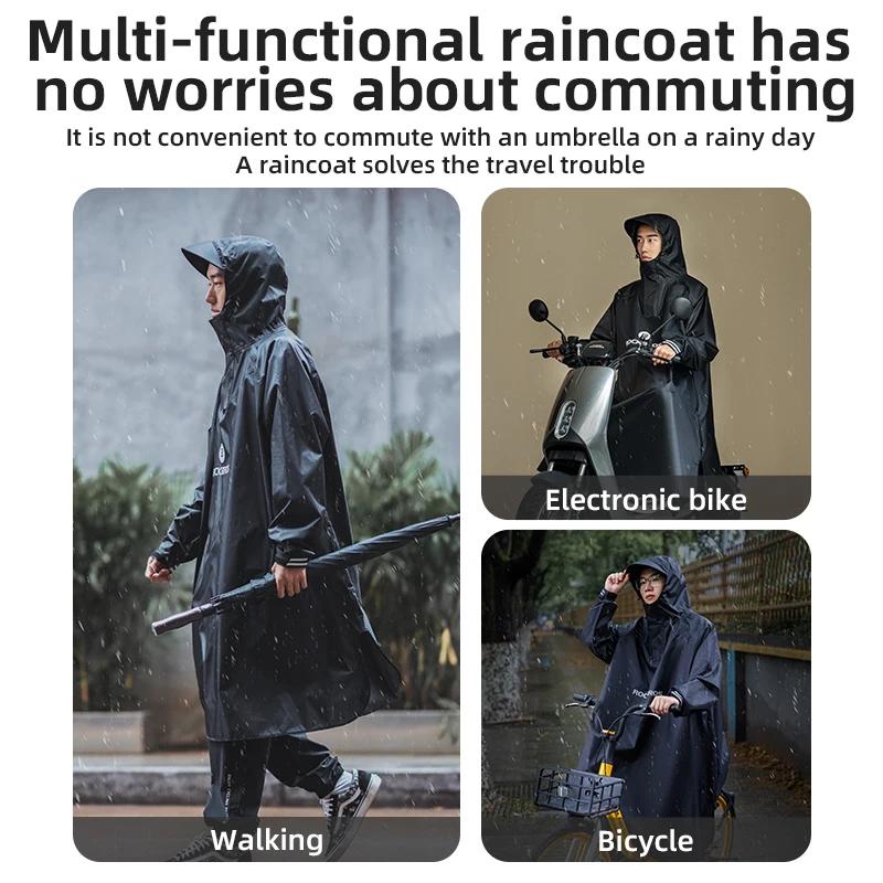 ROCKBROS-Poncho de pluie avec capuche pour homme et femme, imperméable, coupe-vent, voyage, camping,