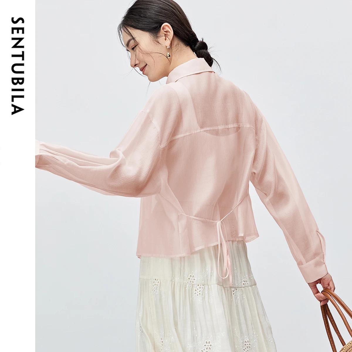 Chemisier femme SENTUBILA en Lyocell, collection Printemps-Été 2026, col à revers, manches longues,