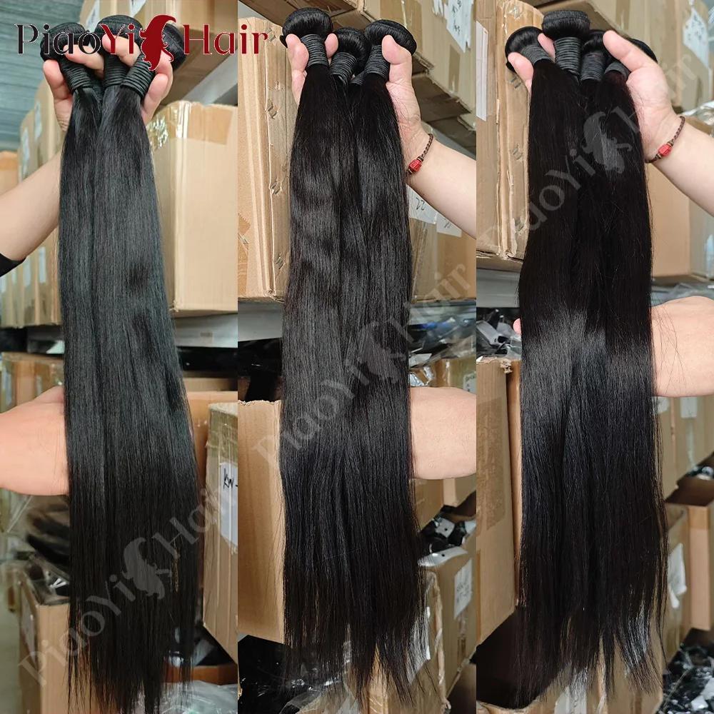 Mèches indiennes naturelles lisses, 26 28 30 pouces, cheveux bruts longs et épais, pour femmes, 40 3