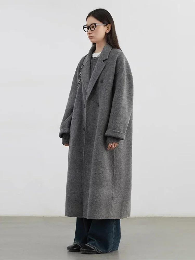 CHIC VEN – manteau en laine pour femme, Double boutonnage, basique, ample, décontracté, rétro, Long,