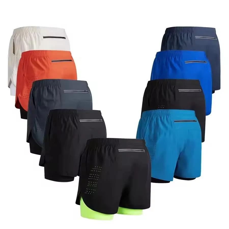 Nouveaux shorts de course double couche pour hommes shorts de fitness 2 en 1 à séchage rapide shorts