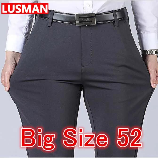 Pantalon d'affaires pour hommes, grande taille 52, taille élastique, pantalon de costume droit, pant