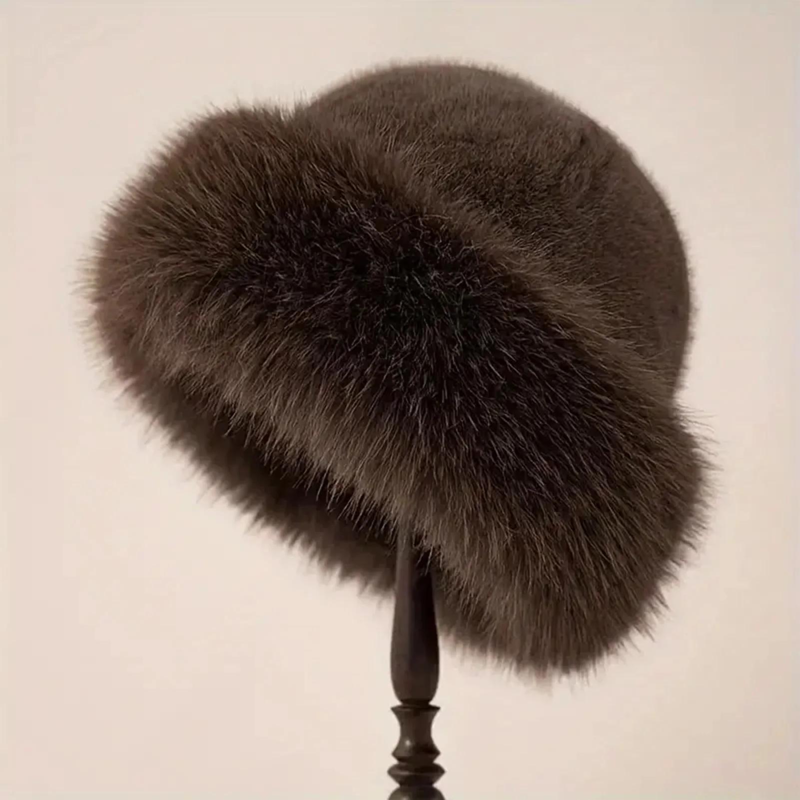 Chapeaux en fourrure pour femmes, chapeaux chauds de Style coréen automne hiver, chapeaux mongols fl