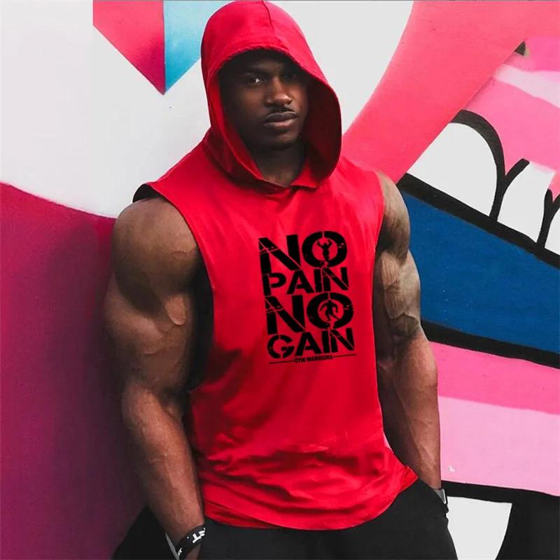 Hommes musculation sans manches chemises à capuche été respirant lâche coton Hip Hop débardeurs gymn