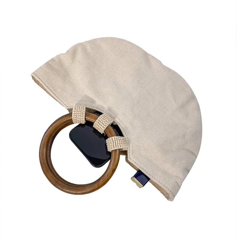 Nouveau style chinois tendance de la mode double cercle couleur unie coquille sac artistique sac à m