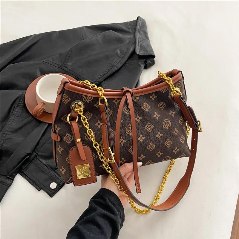 Sac fourre-tout grande capacité avec bandoulière chaîne – Sac à main imprimé à porter à l'épaule ou