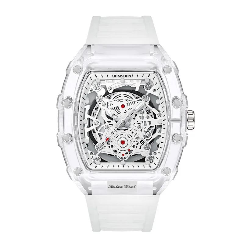 UTHAI BK134 montre à la mode pour hommes en forme de baril montre à quartz étanche transparente horl