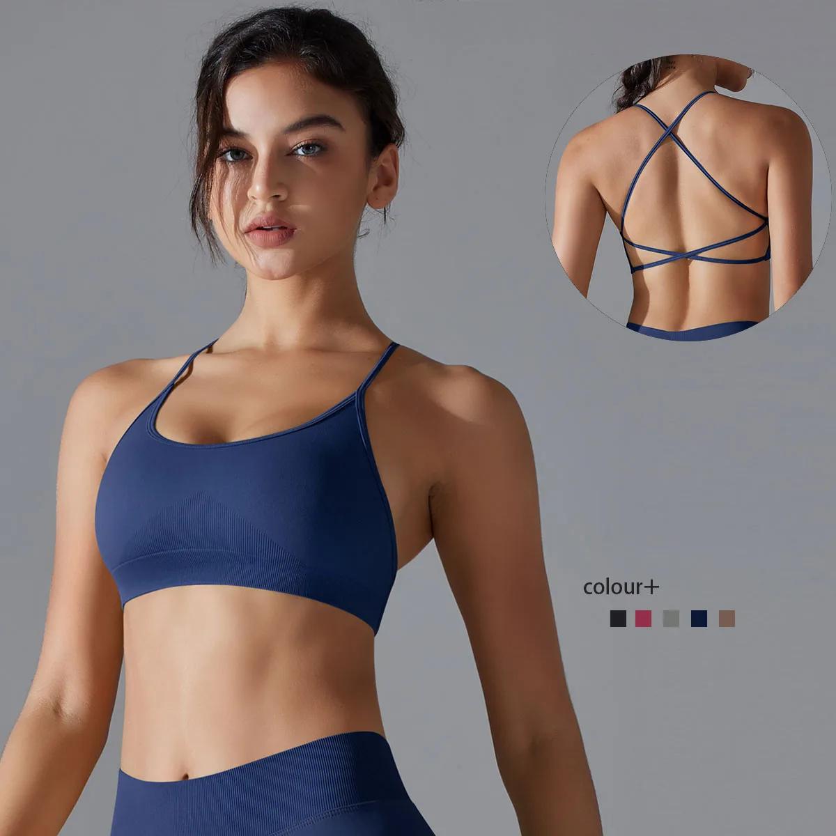 Soutien-gorge de Yoga Sexy respirant à séchage rapide, brassière de Sport, bretelles croisées absorb