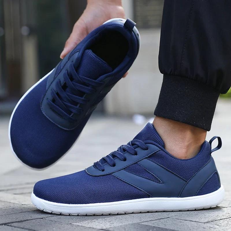 Chaussures pieds nus pour hommes avec semelle ample, bout large, chaussures de sport de marche, mode