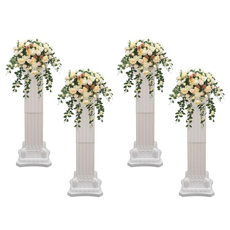 Colonne de support de fleurs de fête de pilier romain de mariage, décor de fond en plastique, décora
