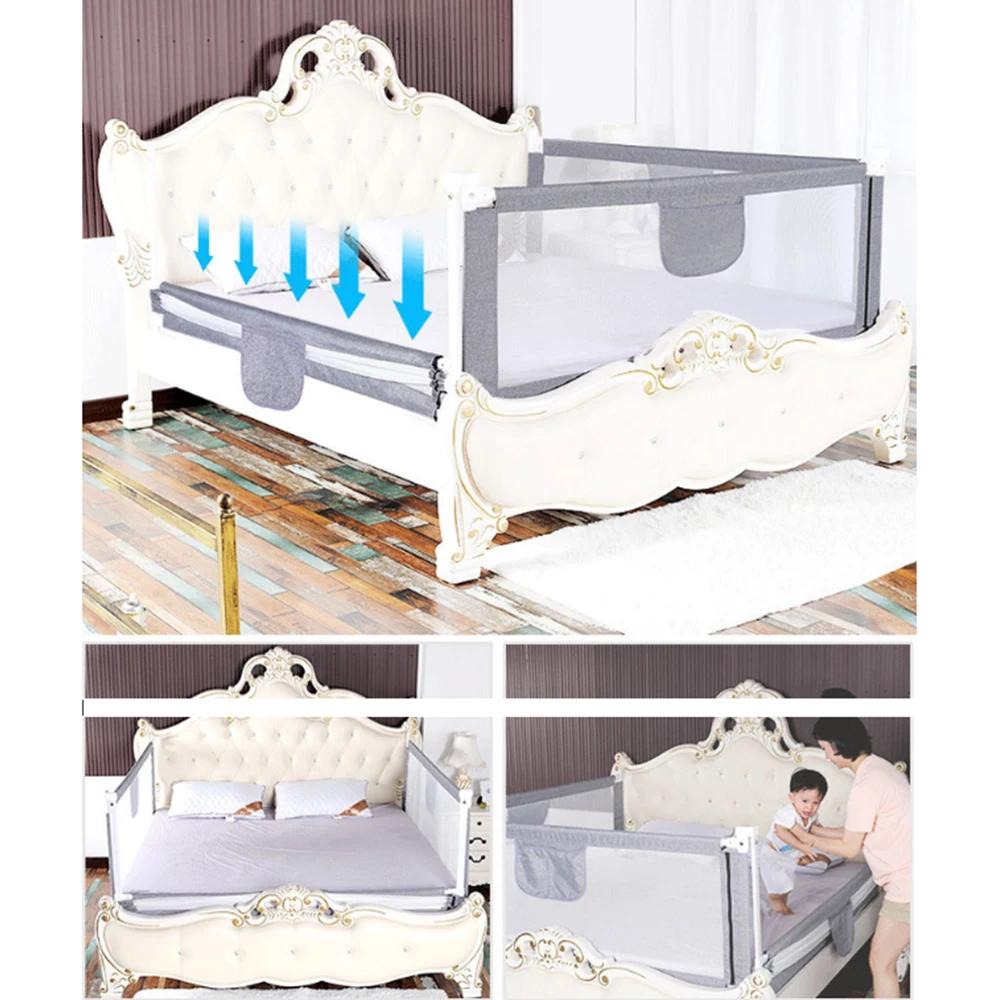Barrière de Lit Extra-Large de 150 / 180 / 200 cm Protection de Lit pour Tout-Petit Accessoire de Ch