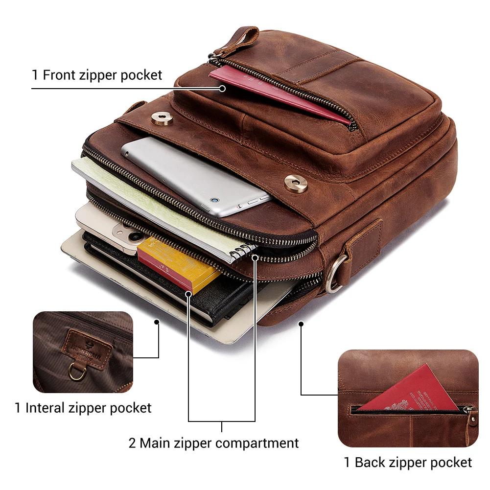 HUMERPAUL sac à bandoulière en cuir véritable pour hommes sacs de messager d'affaires de travail de