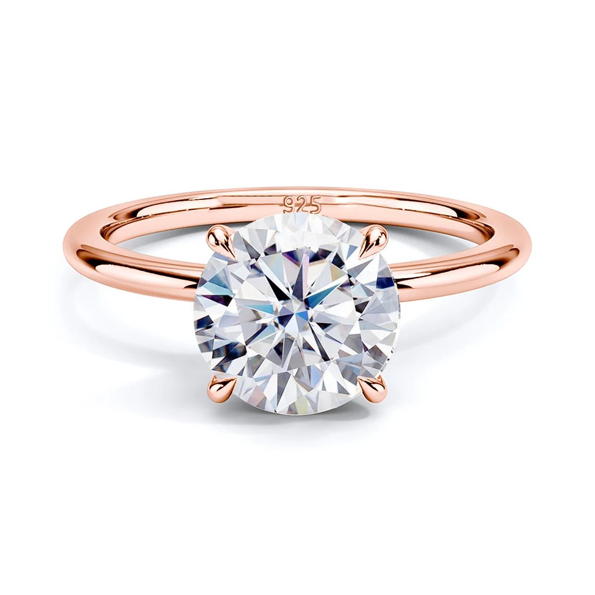 Szjinao – bague en Moissanite couleur D, 1ct, 2ct, 3ct, 5ct, en or Rose pour femmes, bijoux de fianç