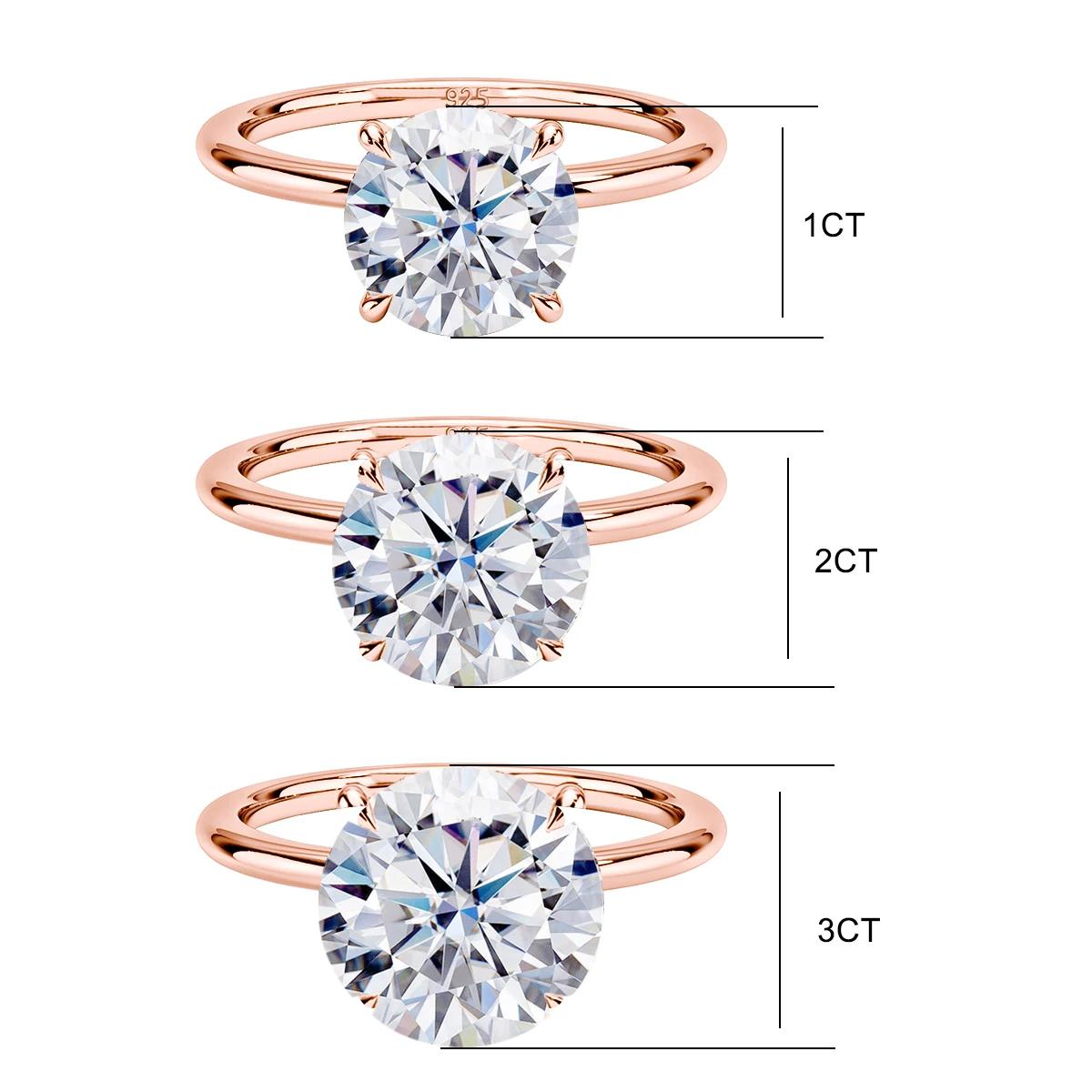 Szjinao – bague en Moissanite couleur D, 1ct, 2ct, 3ct, 5ct, en or Rose pour femmes, bijoux de fianç