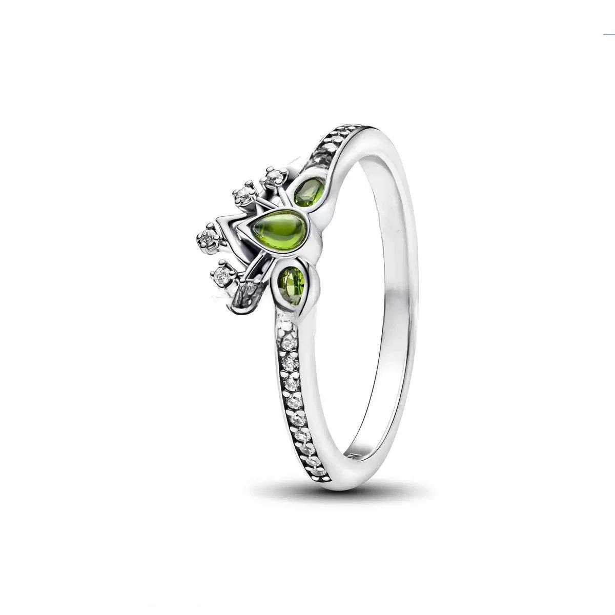Bague en argent pur 925% en forme de cœur Minnie, couronne de princesse, pour femmes, bijoux fins à
