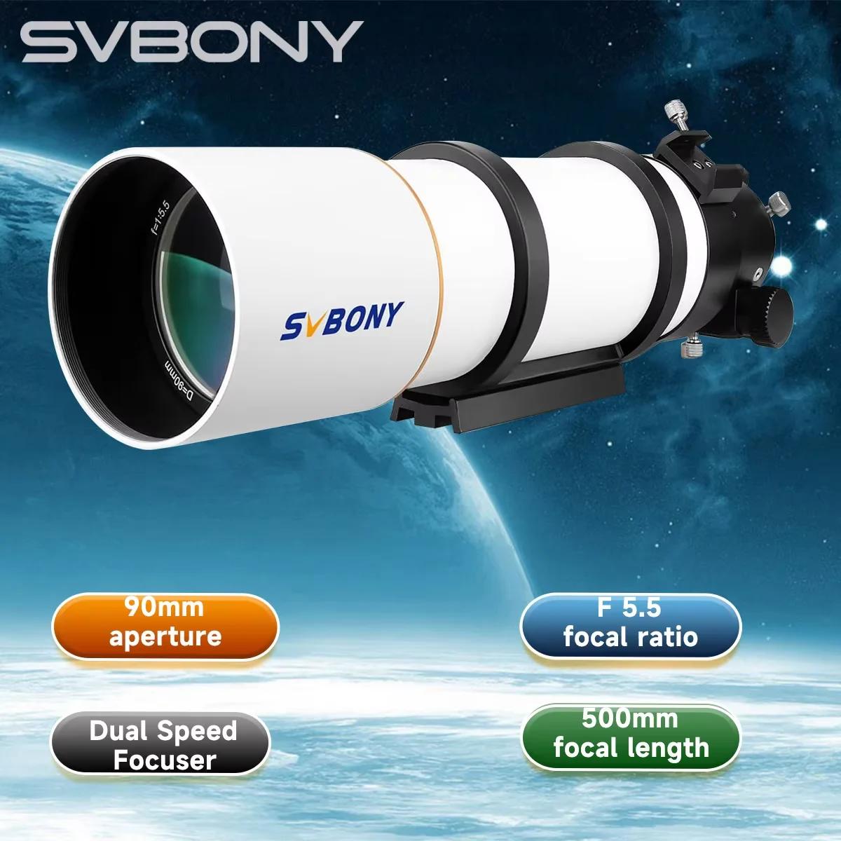 Télescope astronomique Svbony SV48P 90/102 mm d'ouverture OTA, réfracteur à double vitesse de mise a
