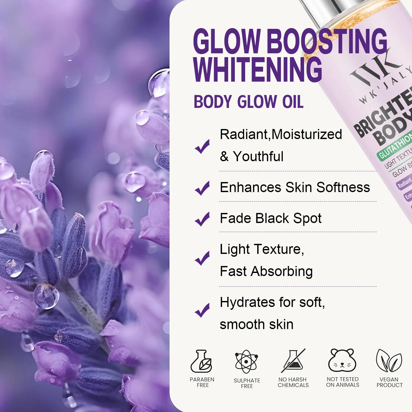 WK JALY Glow Boosting Huile corporelle blanchissante au glutathion et à la lavande, hydratante, pour