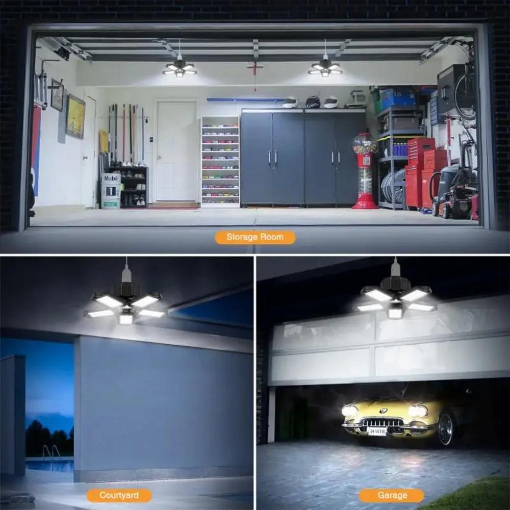 INDA/E26-Lampe de Garage à LED 60W, Ventilateur Réglable et Déformable, Luminaire de Travail Industr