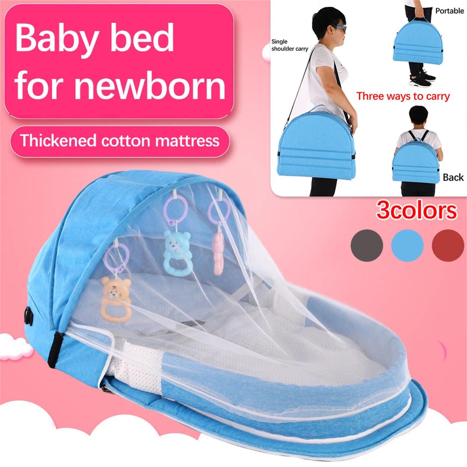 Lit Pliable et Portable pour Bébé, Couffin avec Filet et et Auvent, Nid pour le Camping