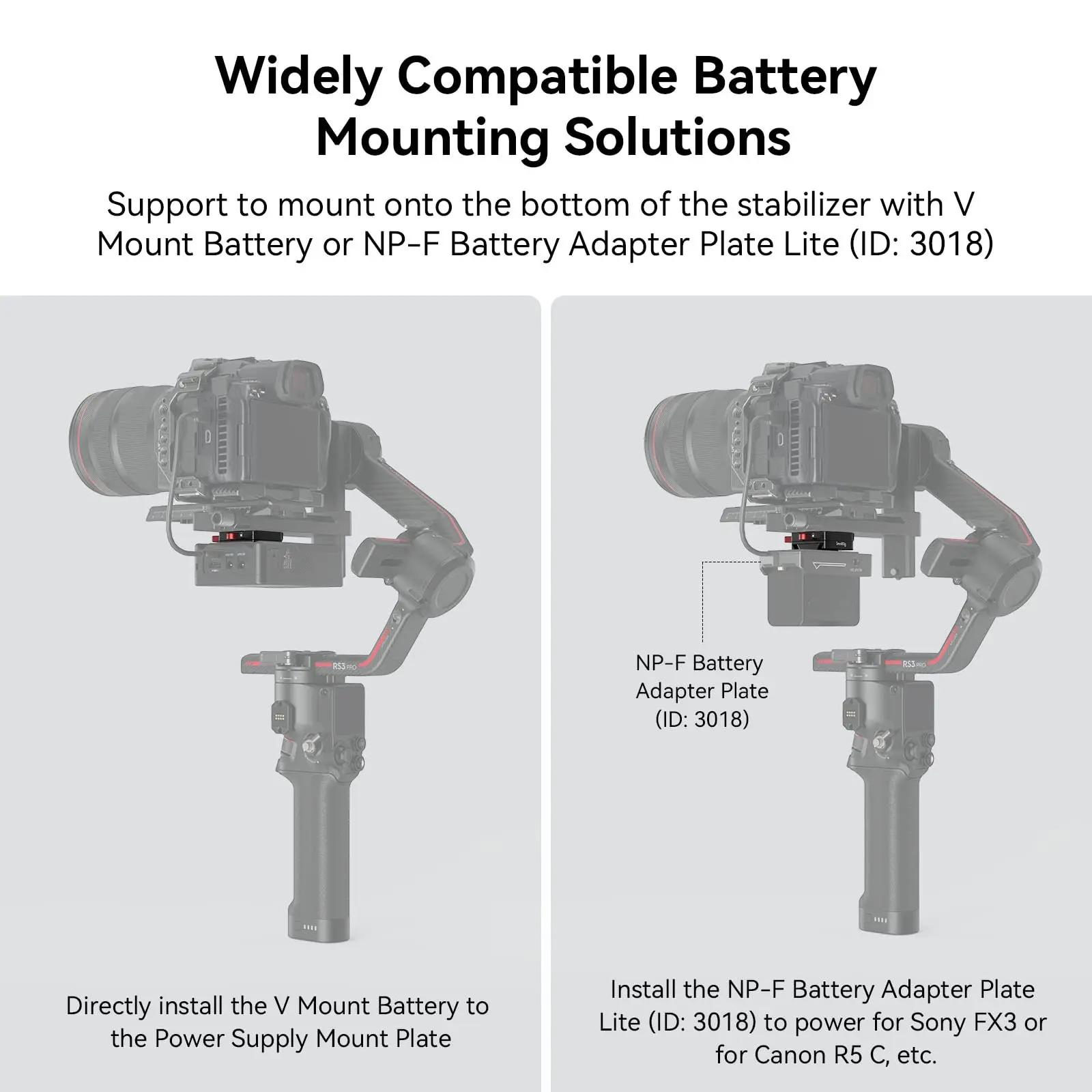 SmallRig-Plaque de batterie Mini V Mount, solution d'alimentation compacte et légère, cardans pour D