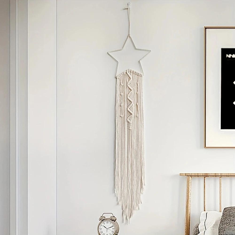 Pendentif tissé étoile et lune, décoration d'intérieur, pendentif de chambre à coucher, cadeau de va