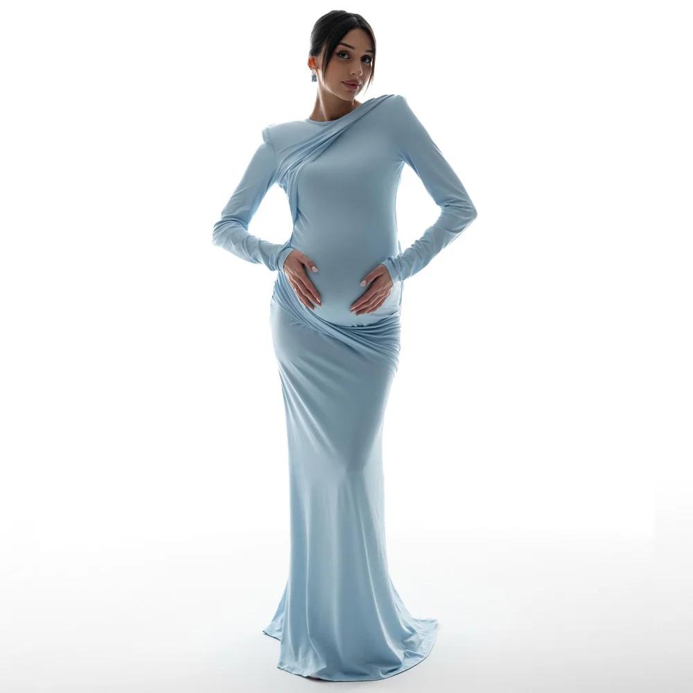 Robes de maternité pour séance photo, robe dos nu de couleur unie, vêtements de baby shower pour fem