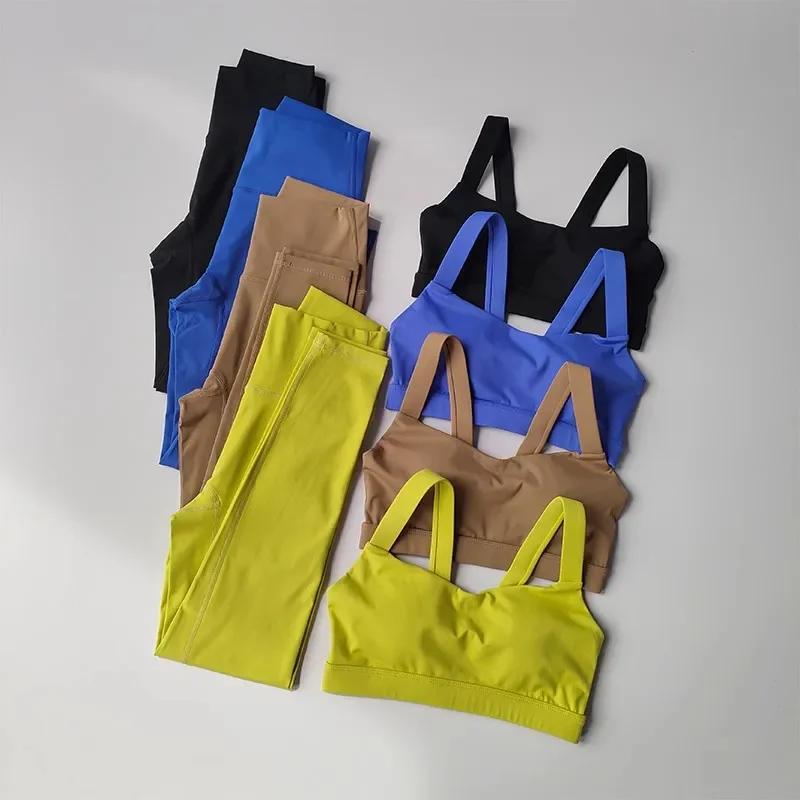 Soutien-gorge de yoga sans coutures femme - Ensemble sportif avec leggings taille haute fitness