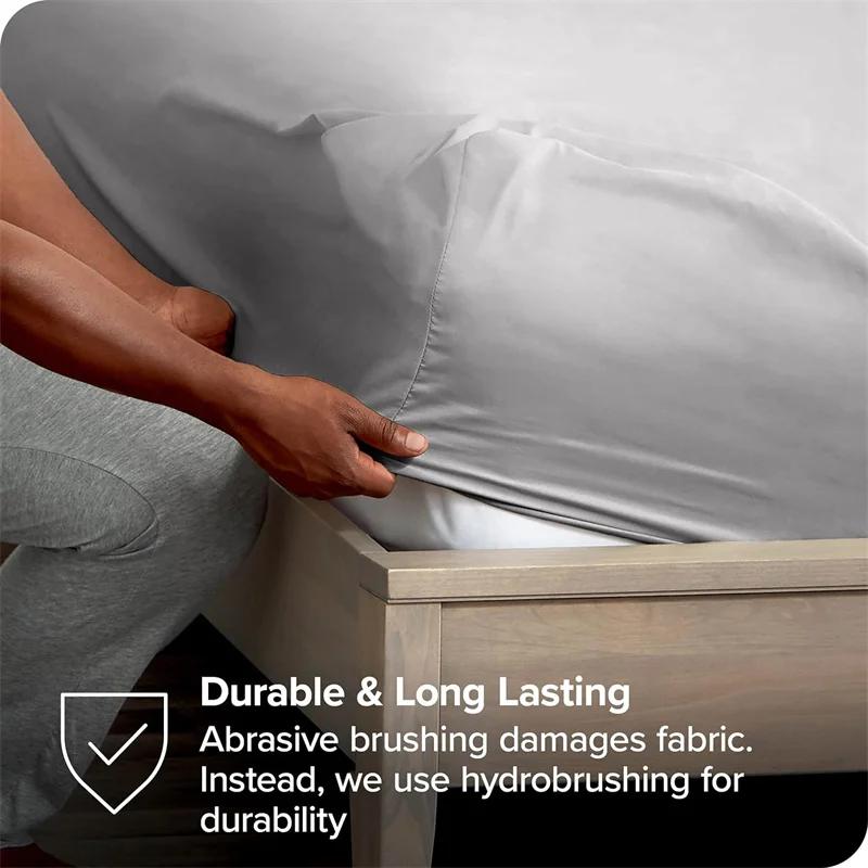 Drap-housse en coton égyptien de luxe doux avec bandes élastiques, housse de matelas 400TC, antidéra