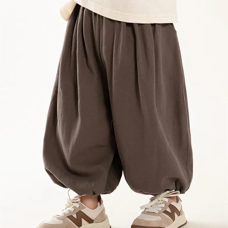Pantalon lanterne mince pour enfants, sarouel ample, monochromatique, confortable et respirant, garç