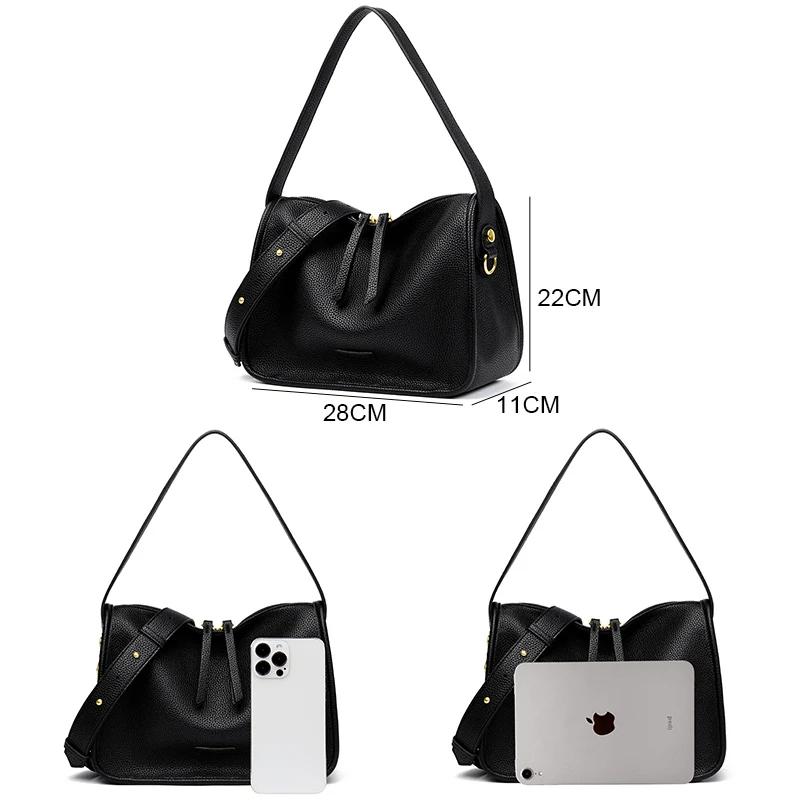 Sac à main de luxe en cuir souple pour femmes, fourre-tout, nouvelle marque, sac à bandoulière en cu